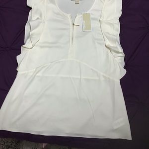 Michael Kors Ruffle Cap Sleeve Top (Size Large)